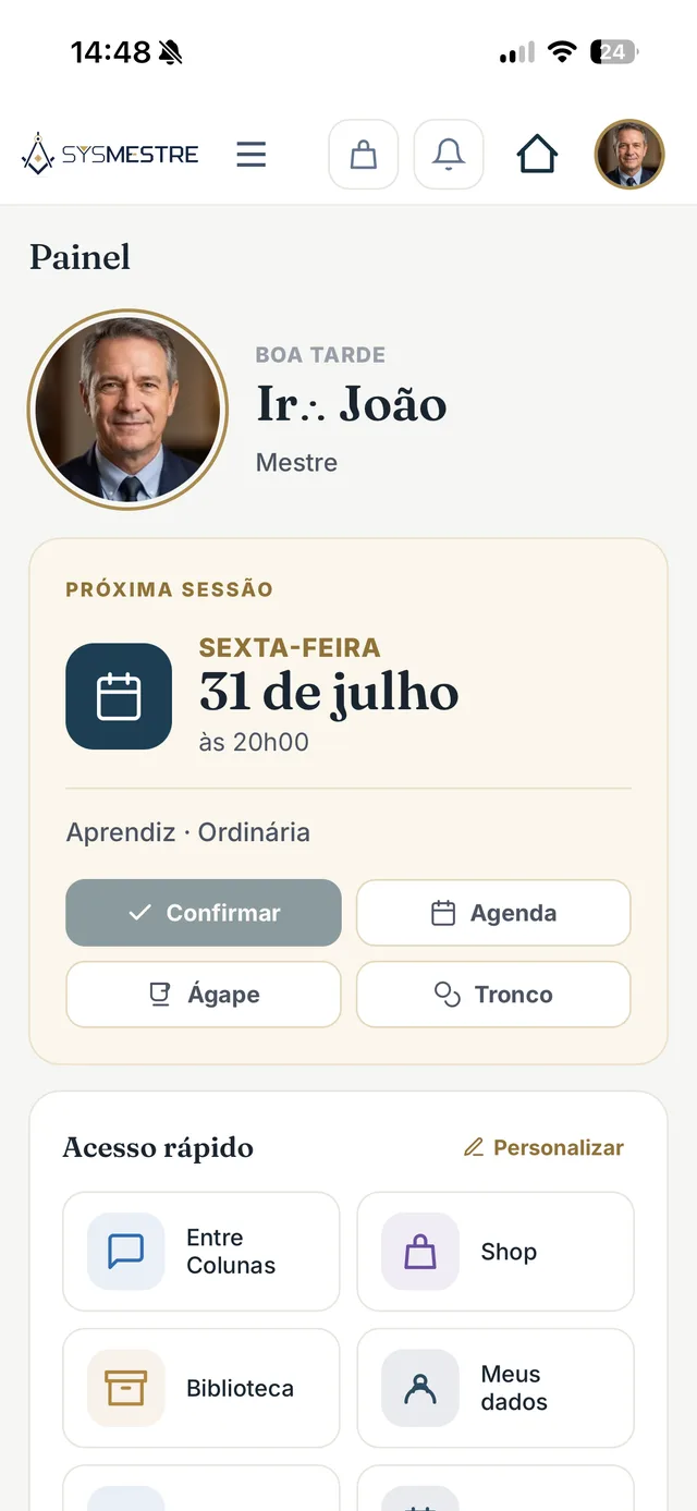 Painel do Irmão no aplicativo SysMestre